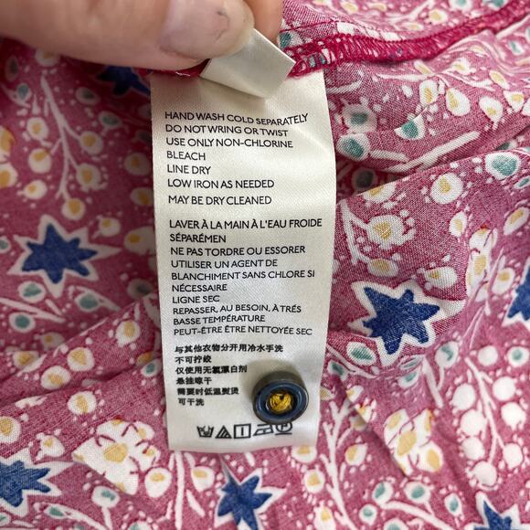 MAEVE by Anthro Spring Floral Top Shirt Size 00P Dark Pink Long Sleeve Button - Picture 4 of 8